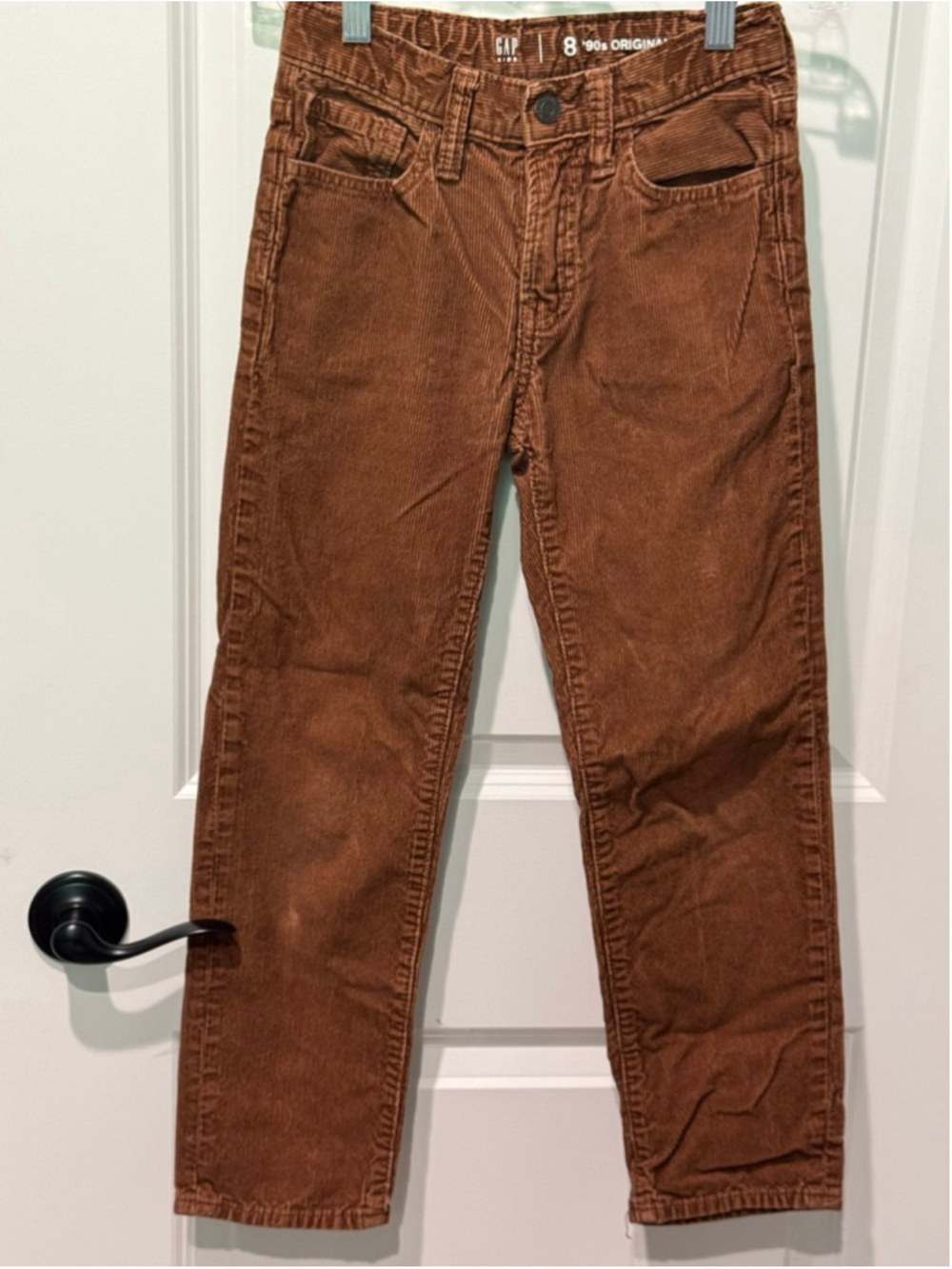 Boys Gap Brown Corduroy '90s Original Straight Jeans Size 8 adjustable waist